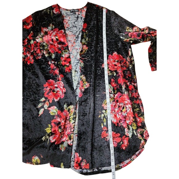 Slinky Brand Whimsigoth Floral Velvet Burnout Kimono Womens Plus Size 1X Black - Picture 7 of 9